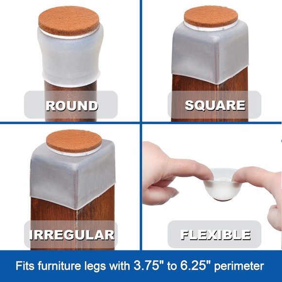 16 Furniture Chair Leg Floor Protectors Sliders + 2 Self-Adhesive Felt Sheets - Picture 2 of 15